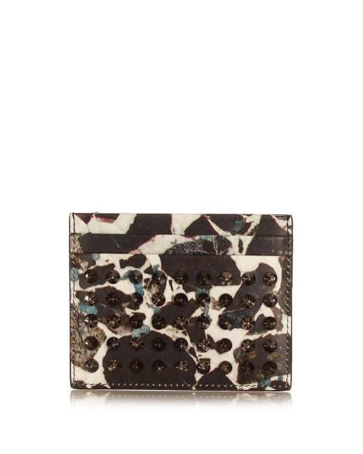 Christian Louboutin Carrare marble-print spike leather cardholder