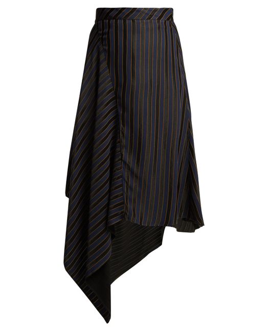 Palmer/Harding Asymmetric striped jacquard midi skirt