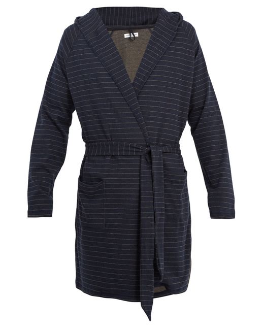 Hamilton & Hare Hooded striped cotton and cashmere-blend robe