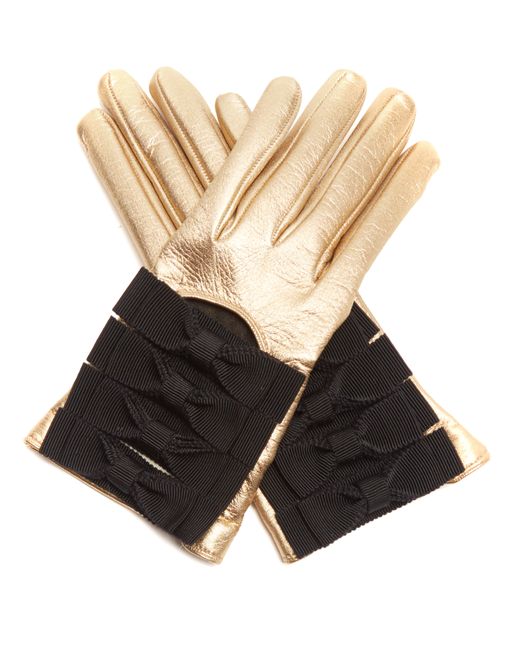 Gucci Bow-detail leather gloves