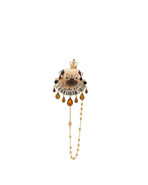 Dolce & Gabbana Crystal Embellished Pug Brooch