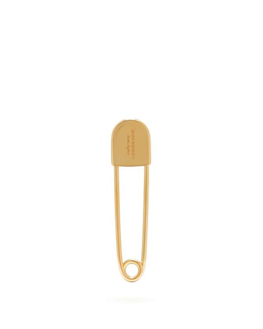 Burberry Logo Engraved Safety Pin Brooch