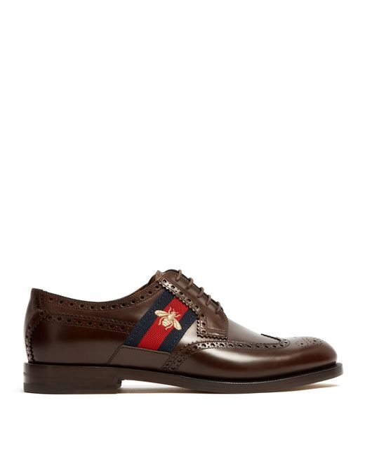 Gucci Strand Web-trimmed leather brogues