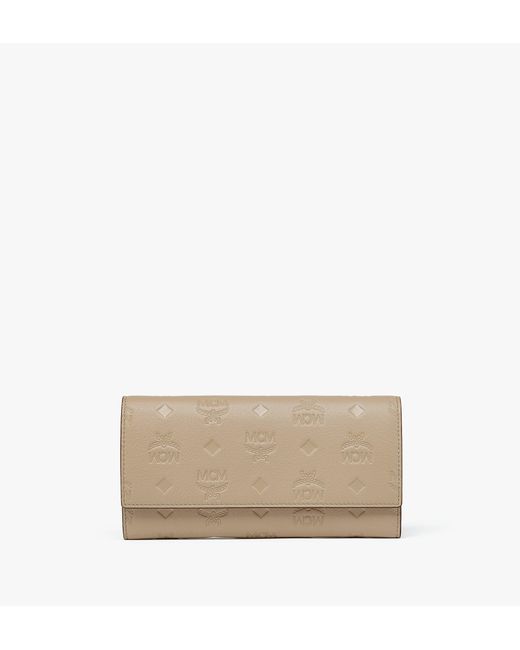 Mcm Aren Continental Wallet Embossed Monogram Leather