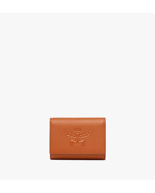 Mcm Himmel Trifold Wallet Embossed Logo Leather