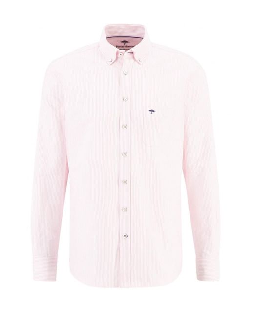 Fynch-Hatton Long Sleeved Oxford Button Down Collar Shirt Stripe