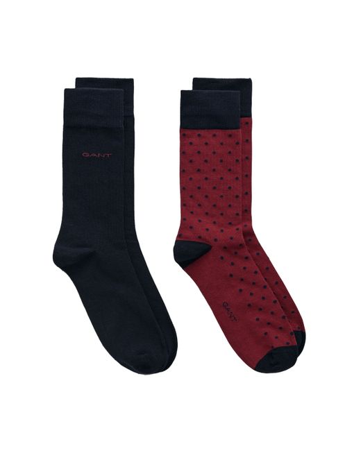 Gant 2 Pack Dot and Solid Socks Plumped 6-8 40-42