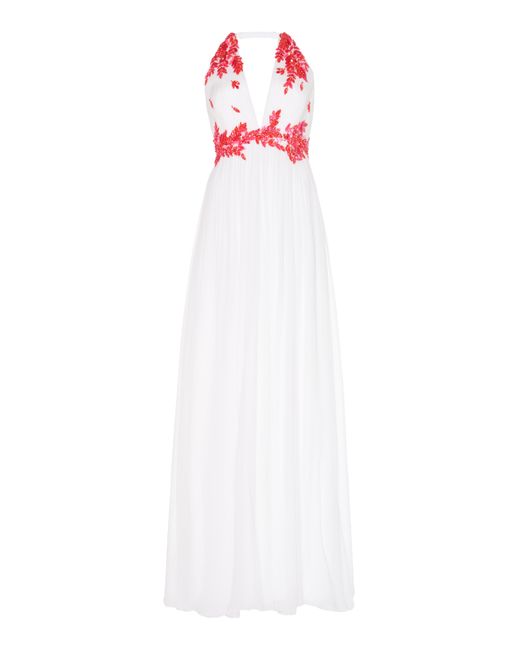 Andrew Gn Embroidered Halter Gown