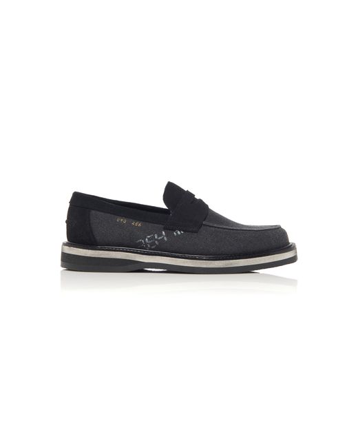 Maison Margiela Suede-Trimmed Printed Canvas Loafers