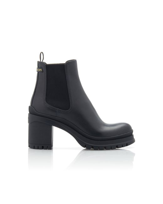 Prada Leather And Rubber Platform Ankle Boots