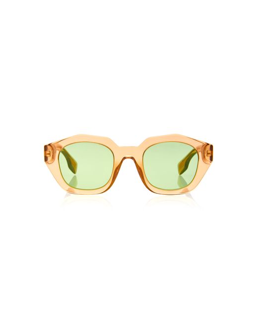 Burberry Hexagon-Frame Checked Sunglasses