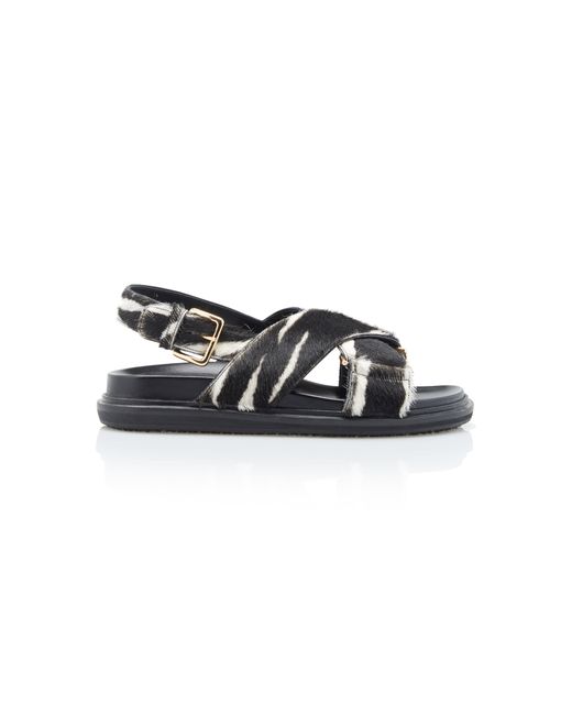 Marni Fussbett Zebra-Printed Slingback Sandals