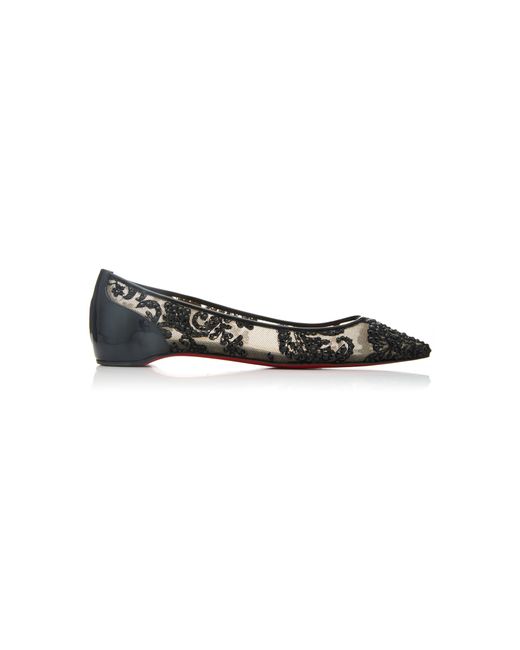 Christian Louboutin Exclusive Follies Embellished Mesh Point-Toe Flats
