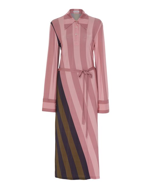 J.W.Anderson Belted Striped Crepe De Chine Maxi Dress