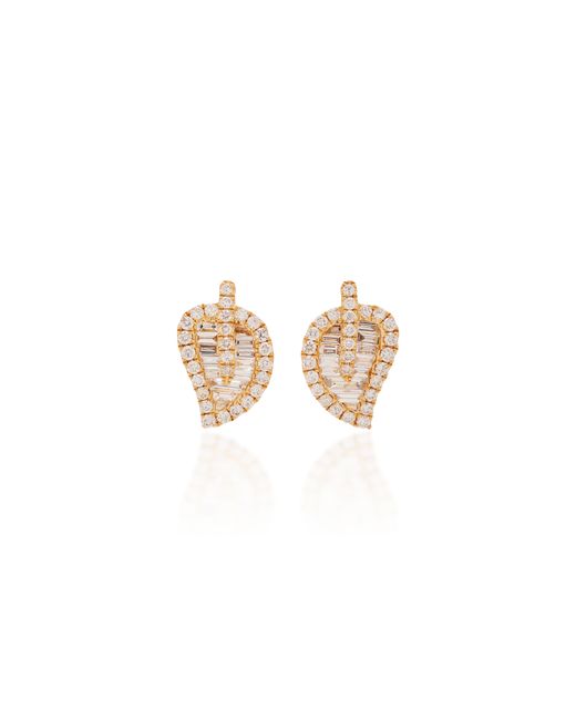 Anita Ko Leaf 18K Diamond Earrings