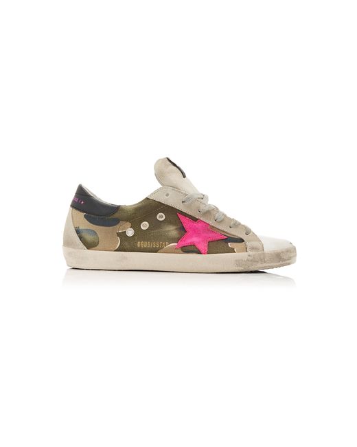 Golden Goose Superstar Distressed Leather and Canvas Sneakers