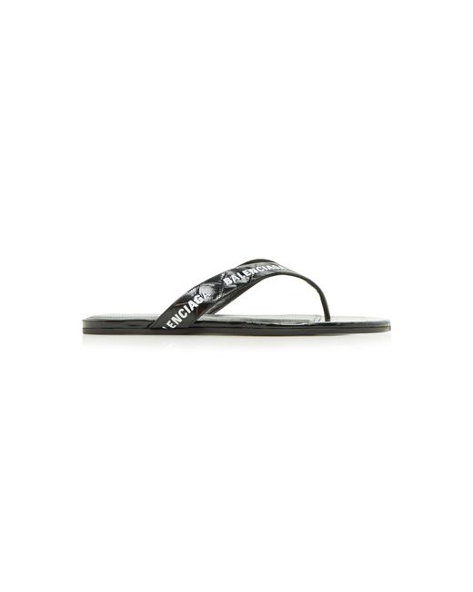 Balenciaga Logo Croc-Effect Thong Sandals