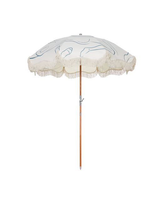 Business & Pleasure Printed Fringed Canvas Beach Umbrella