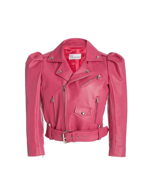 RED Valentino Puff Sleeve Cropped Leather Jacket