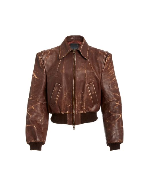 R13 Americana Distressed Leather Zip Jacket