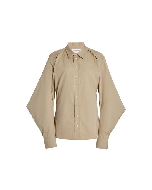Bottega Veneta Cape-Sleeve Cotton-Blend Poplin Shirt