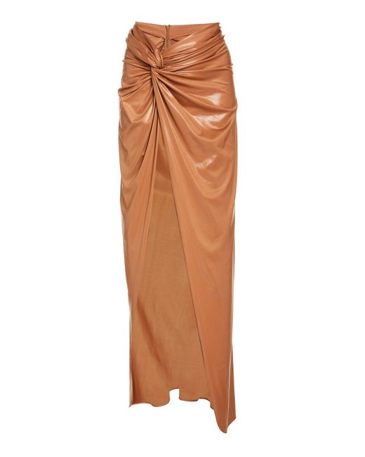 Lapointe Draped Coated Jersey Front-Slit Sarong