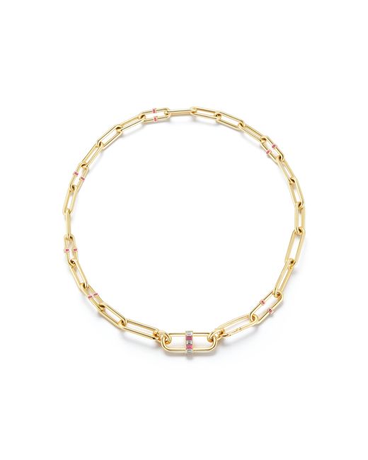 Deborah Pagani 18K Yellow Pink Pill Link Necklace