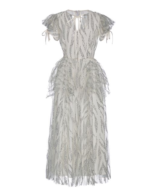 Rodarte Crystal-Embellished Chiffon Midi Dress