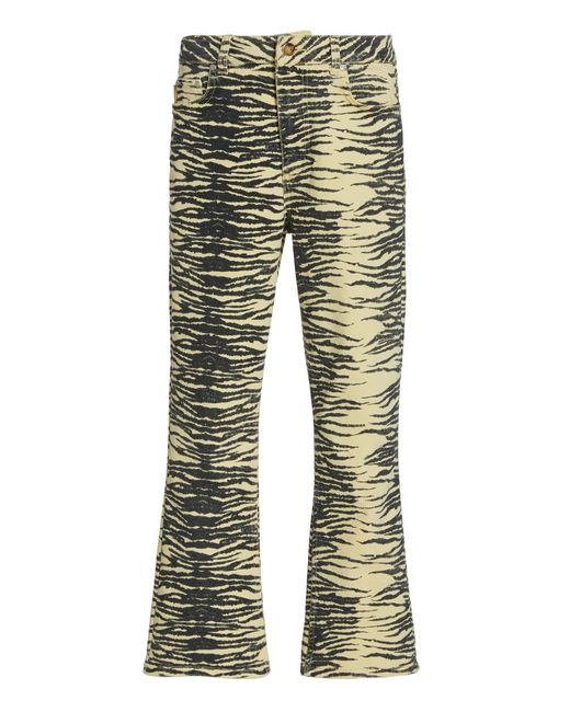 Ganni Printed Mid-Rise Flared Jeans