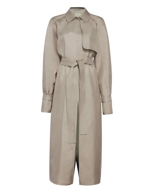 Lapointe Double-Faced Belted Silk Trench Coat