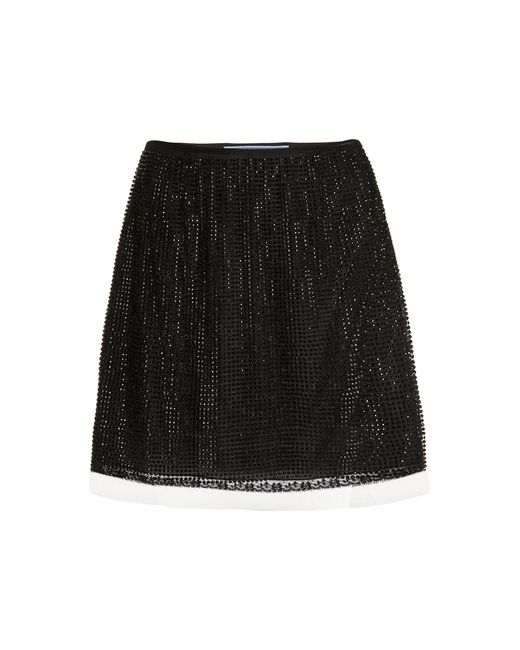 Prada Crystal-Embellished Tulle Mini Skirt Moda Operandi