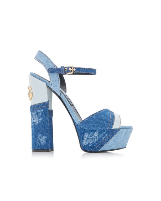Dolce & Gabbana Keira Patchwork Denim Platform Sandals