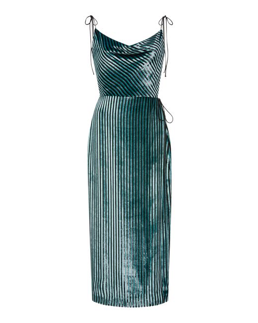 Markarian Gladys Striped Velvet Wrap Dress