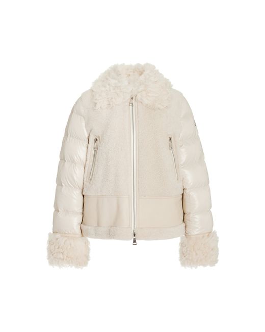 Moncler Gaillands Shearling-Trimmed Leather Down Jacket