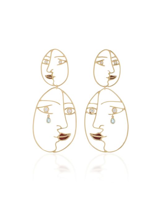 Sauer Visage 18K Yellow Multi-Stone Earrings Gifts For Her