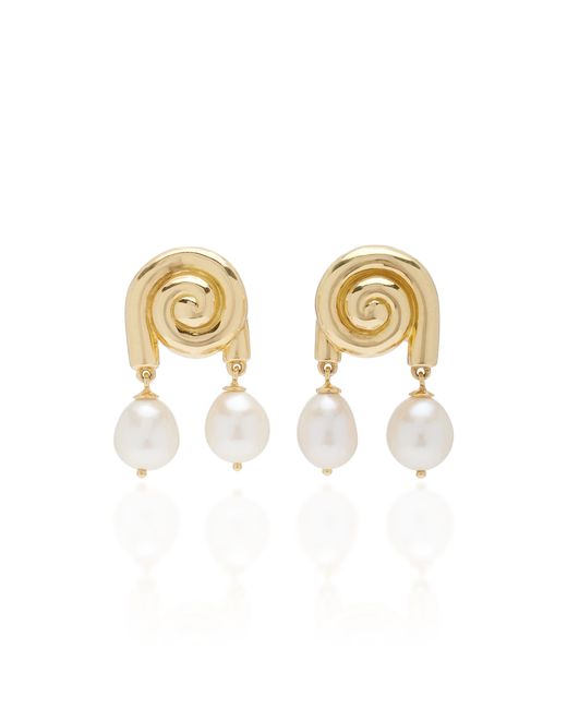 Sauer Spiralis 18K Yellow Gold Pearl Earrings Gifts For Her
