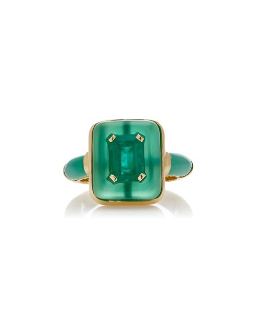 Sauer Alix 18K Yellow Gold Emerald Agate Ring Gifts For Her