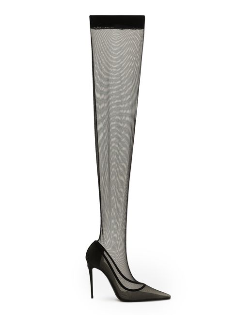 Dolce & Gabbana Lollo Thigh-High Tulle Boots