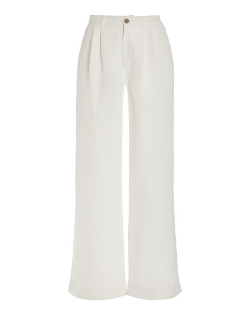 Onia Air Pleated Linen Wide-Leg Trousers
