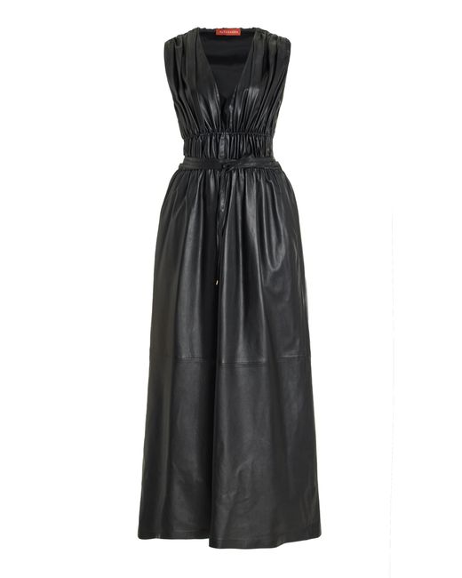 Altuzarra Fiona Shirred Leather Midi Dress