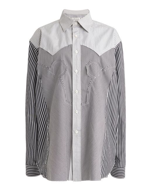 Maison Margiela Patchwork Striped Cotton Shirt white