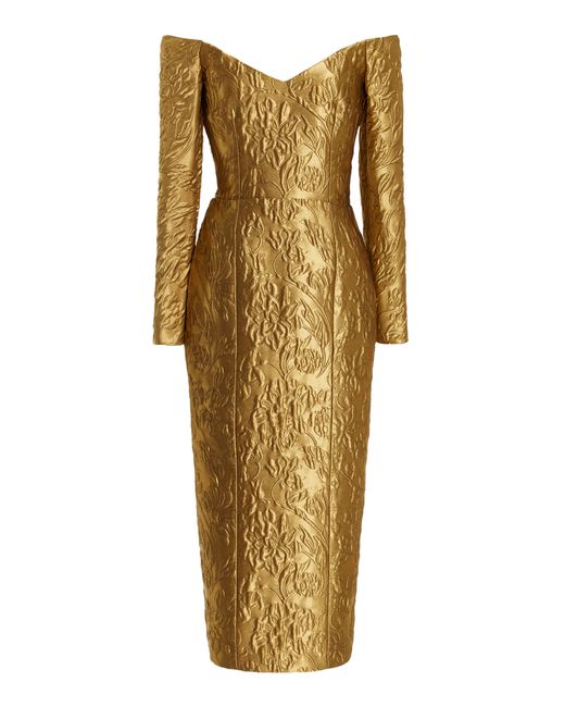 Emilia Wickstead Burleigh Off-The-Shoulder Metallic-Jacquard Midi Dress
