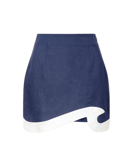 Staud Leandro Curved Linen Mini Skirt