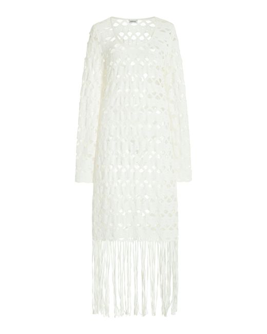 Simkhai Pierce Fringed Crocheted-Cotton Midi Dress