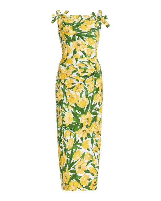 Carolina Herrera Bow-Detailed Floral Cotton Midi Dress