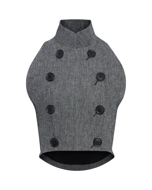 Alaïa Cropped Double-Breasted Linen Vest