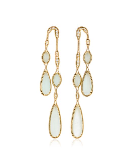 Fernando Jorge Fluid 18K Yellow Gold Diamond Aquamarine Earrings Gifts For Her