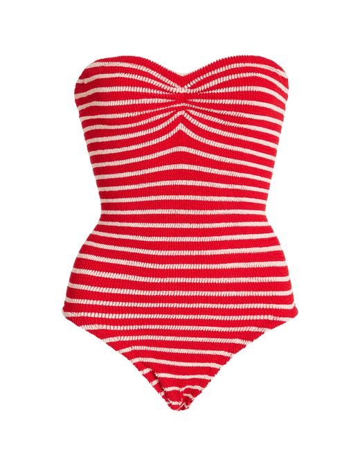Hunza G Brooke Strapless Striped Seersucker One-Piece Swimsuit