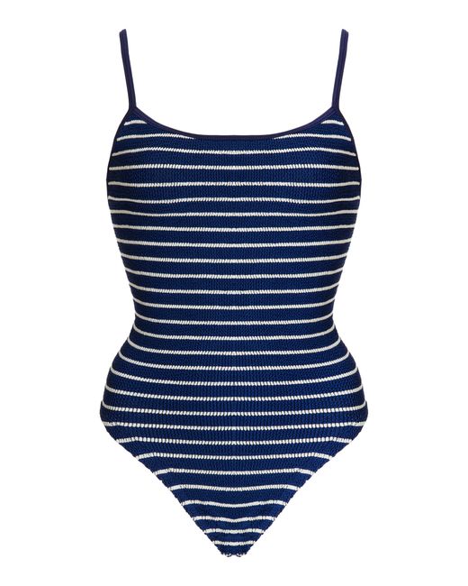 Hunza G Pamela Striped Seersucker One-Piece Swimsuit