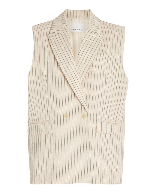 The Frankie Shop Shane Pinstriped-Twill Double-Breasted Vest